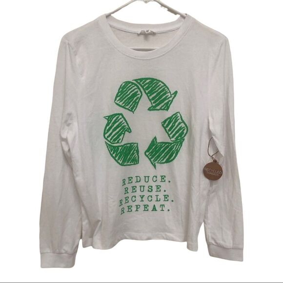 RECYCLED THREADS T-SHIRT, Reduce Reuse Recycle Repeat Size M - Picture 1 of 7